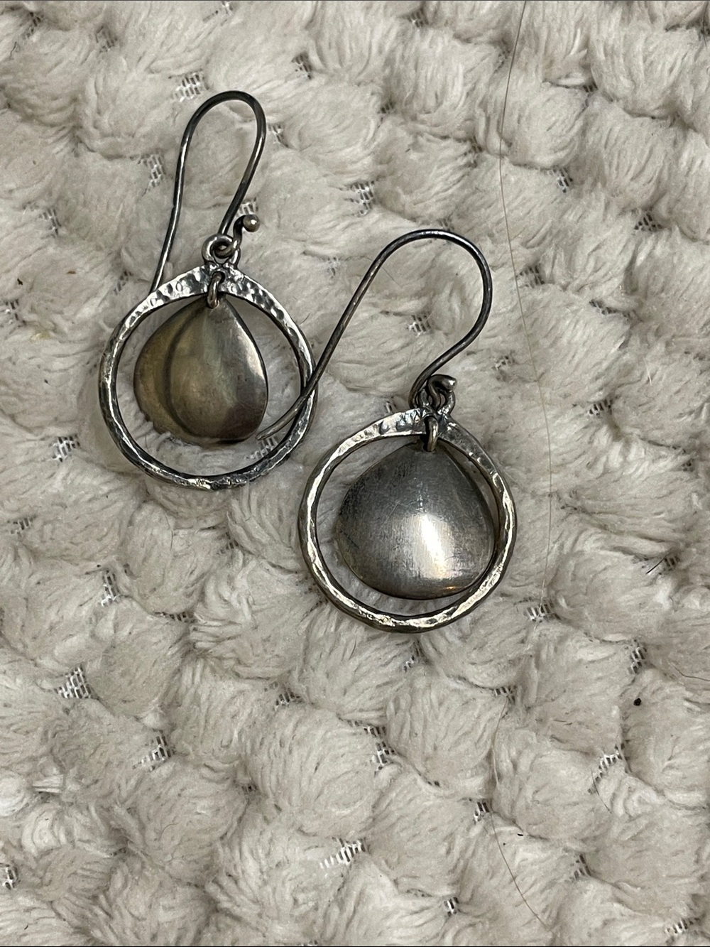 Silpada Silver hammered Teardrop Hoop Earrings